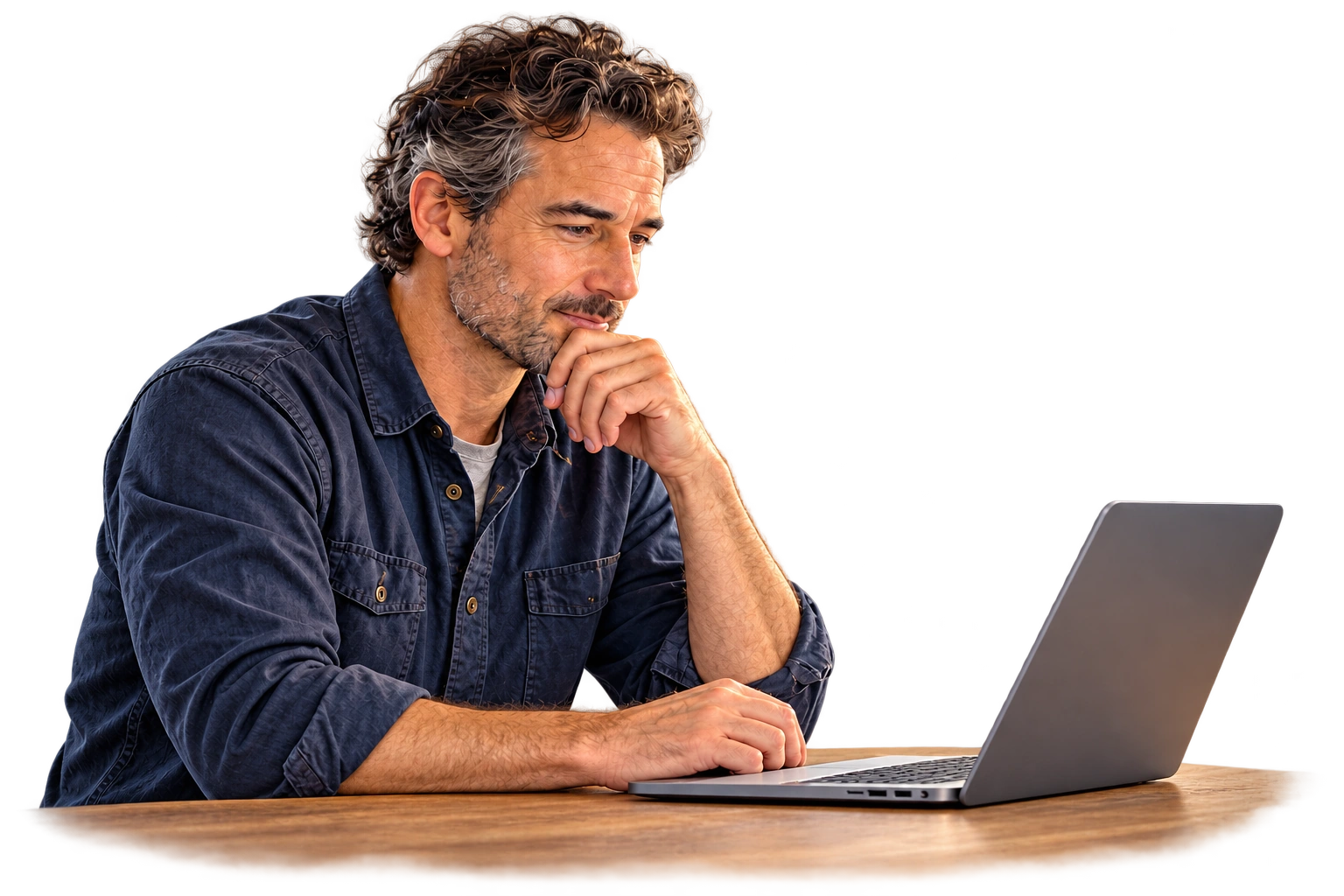Business owner reviewing his services at his laptop